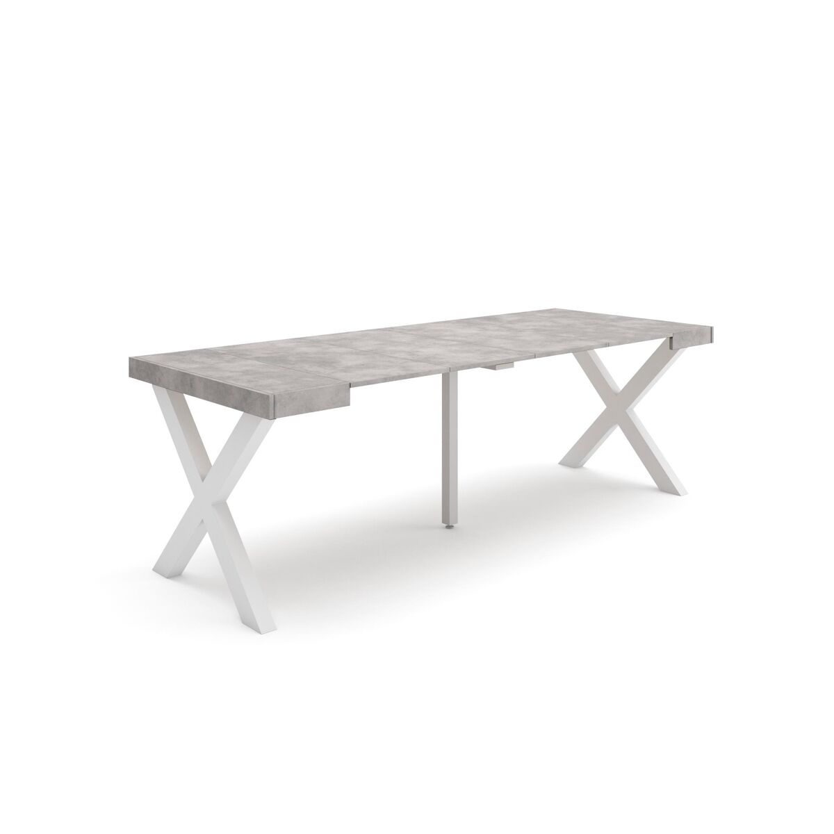 mesa consola extensible mesa comedor plegable 222x90x73cm para 10 comensales patas madera maciza estilo moderno cemento