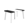 Mesa Consola Extensível, Cozinha, Sala de jantar, 140x90x73cm, Para 6 pessoas, Pés de madeira, Estilo moderno, Branco e preto