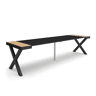 Mesa Consola Extensível, Cozinha, Sala de jantar, 302x90x73cm, Para 14 pessoas, Pés de madeira, Estilo moderno, Carvalho e preto