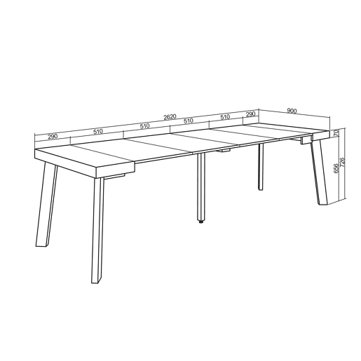 Mesa Consola Extensível, Cozinha, Sala de jantar, 262x90x73cm, Para 12 pessoas, Pés de madeira, Estilo moderno, Preto Mesa Consola Extensível, Cozinha, Sala de jantar, 262x90x73cm, Para 12 pessoas, Pés de madeira, Estilo moderno, Preto