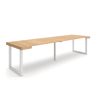 Mesa Consola Extensível, Cozinha, Sala de jantar, 302x90x73cm, Para 14 pessoas, Pés de madeira, Estilo moderno, Carvalho