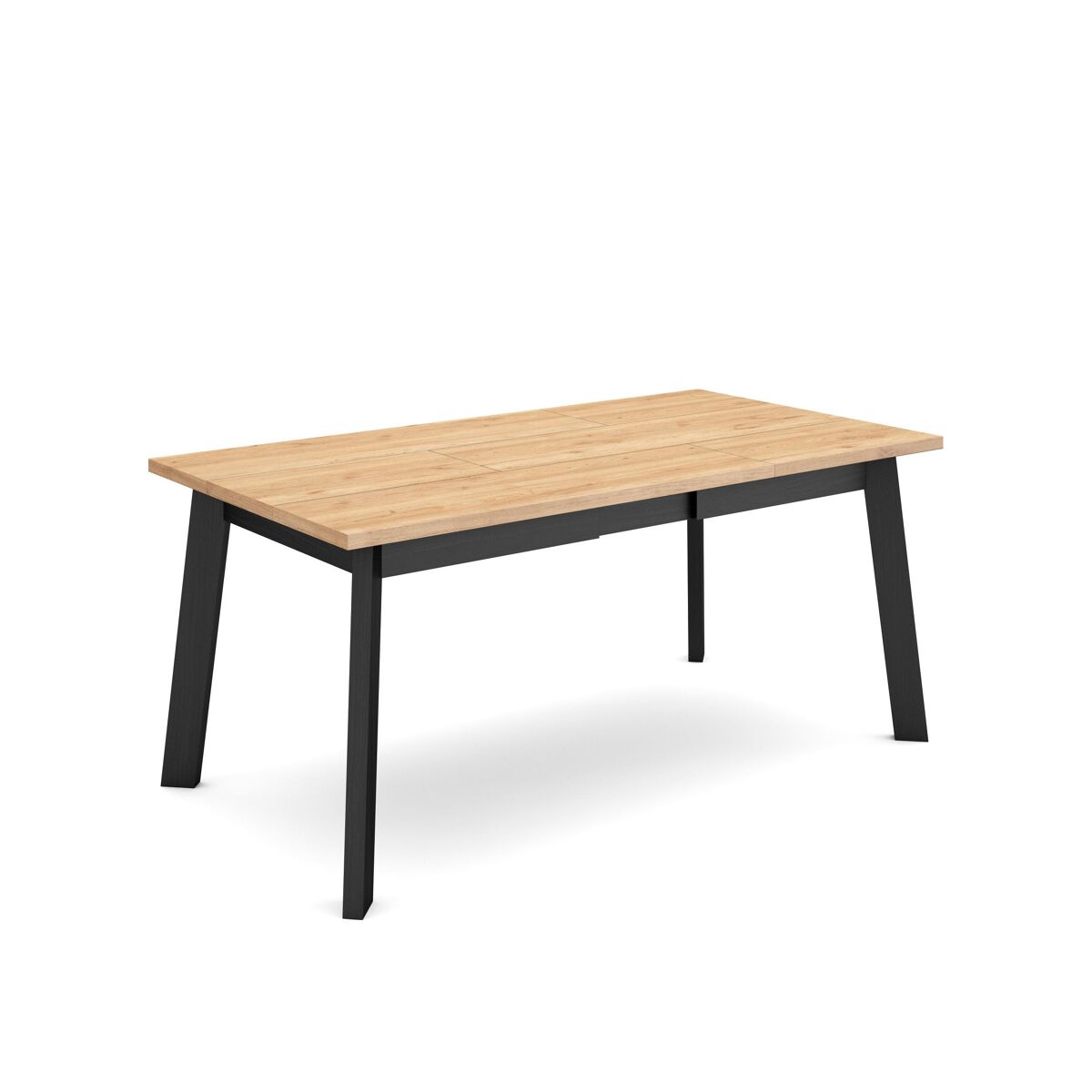 Mesa comedor, mesa fija cocina y salón, 167x90x75cm, para 8 comensales, patas de madera, roble y negro