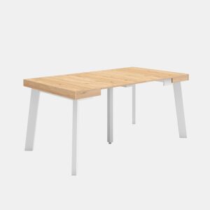 Mesa Consola Extensível, Cozinha, Sala de jantar, 160x90x73cm, Para 8 pessoas, Pés de madeira, Estilo moderno, Carvalho