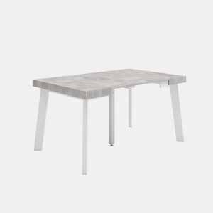 Mesa Consola Extensível, Cozinha, Sala de jantar, 140x90x73cm, Para 6 pessoas, Pés de madeira, Estilo moderno, Cimento