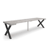 Mesa Consola Extensível, Cozinha, Sala de jantar, 302x90x73cm, Para 14 pessoas, Pés de madeira, Estilo moderno, Cimento