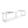 Mesa Consola Extensível, Cozinha, Sala de jantar, 302x90x73cm, Para 14 pessoas, Pés de madeira, Estilo moderno, Branco e cinzento