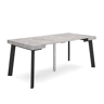 Mesa Consola Extensível, Cozinha, Sala de jantar, 180x90x73cm, Para 8 pessoas, Pés de madeira, Estilo moderno, Cimento