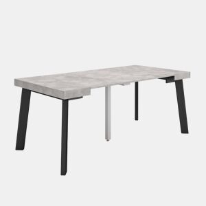 Mesa Consola Extensível, Cozinha, Sala de jantar, 180x90x73cm, Para 8 pessoas, Pés de madeira, Estilo moderno, Cimento