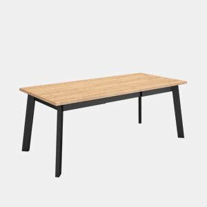 Mesa Sala de Jantar, Mesa Cozinha, 194x90x75cm, Para 10 pessoas, Pés de madeira, Carvalho e preto