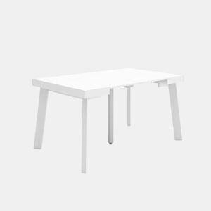 Mesa Consola Extensível, Cozinha, Sala de jantar, 140x90x73cm, Para 6 pessoas, Pés de madeira, Estilo moderno, Branco