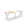 Mesa Consola Extensível, Cozinha, Sala de jantar, 222x90x73cm, Para 10 pessoas, Pés de madeira, Estilo moderno, Carvalho e branco