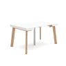 Mesa Consola Extensível, Cozinha, Sala de jantar, 140x90x73cm, Para 6 pessoas, Pés de madeira, Estilo moderno, Branco