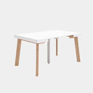 Mesa Consola Extensível, Cozinha, Sala de jantar, 140x90x73cm, Para 6 pessoas, Pés de madeira, Estilo moderno, Branco