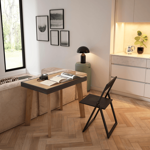 Mesa Consola Extensível, Cozinha, Sala de jantar, 222x90x73cm, Para 10 pessoas, Pés de madeira, Estilo moderno, Carvalho e preto