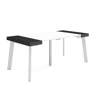 Mesa Consola Extensível, Cozinha, Sala de jantar, 180x90x73cm, Para 8 pessoas, Pés de madeira, Estilo moderno, Branco e preto