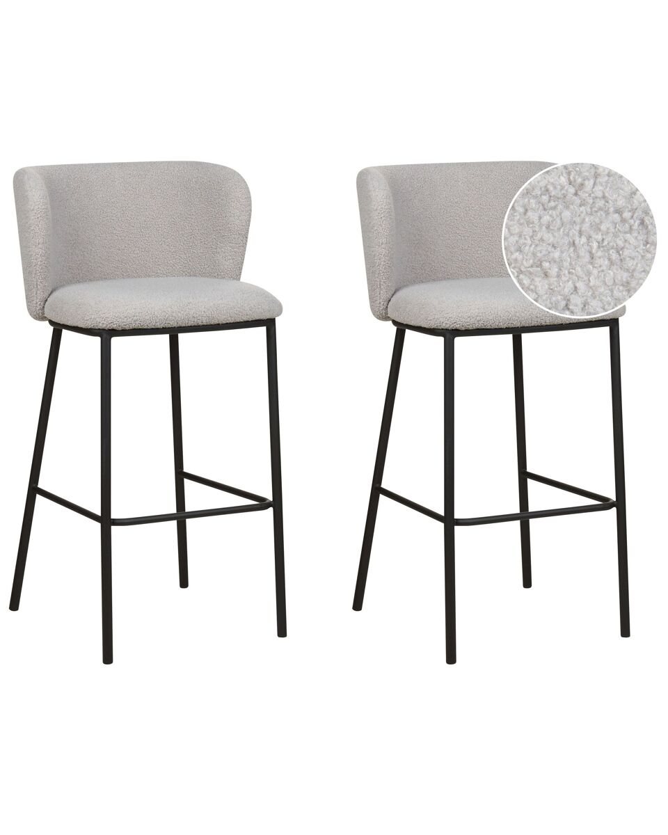 Beliani Silla de bar MINA Gris Claro