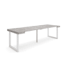 Mesa Consola Extensível, Cozinha, Sala de jantar, 262x90x73cm, Para 12 pessoas, Pés de madeira, Estilo moderno, Cimento
