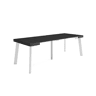 Mesa Consola Extensível, Cozinha, Sala de jantar, 222x90x73cm, Para 10 pessoas, Pés de madeira, Estilo moderno, Preto