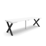 Mesa Consola Extensível, Cozinha, Sala de jantar, 262x90x73cm, Para 12 pessoas, Pés de madeira, Estilo moderno, Branco