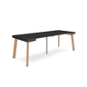 Mesa Consola Extensível, Cozinha, Sala de jantar, 222x90x73cm, Para 10 pessoas, Pés de madeira, Estilo moderno, Preto