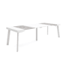 Mesa Consola Extensível, Cozinha, Sala de jantar, 262x90x73cm, Para 12 pessoas, Pés de madeira, Estilo moderno, Branco e cinzento