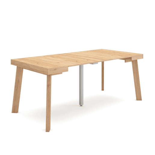 Mesa Consola Extensível, Cozinha, Sala de jantar, 180x90x73cm, Para 8 pessoas, Pés de madeira, Estilo moderno, Carvalho