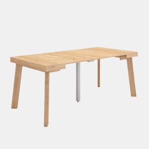 Mesa Consola Extensível, Cozinha, Sala de jantar, 180x90x73cm, Para 8 pessoas, Pés de madeira, Estilo moderno, Carvalho