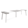 Mesa Consola Extensível, Cozinha, Sala de jantar, 302x90x73cm, Para 14 pessoas, Pés de madeira, Estilo moderno, Branco e cinzento