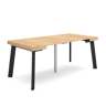 Mesa Consola Extensível, Cozinha, Sala de jantar, 180x90x73cm, Para 8 pessoas, Pés de madeira, Estilo moderno, Carvalho