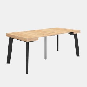 Mesa Consola Extensível, Cozinha, Sala de jantar, 180x90x73cm, Para 8 pessoas, Pés de madeira, Estilo moderno, Carvalho