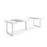 Mesa Consola Extensível, Cozinha, Sala de jantar, 262x90x73cm, Para 12 pessoas, Pés de madeira, Estilo moderno, Branco e cinzento