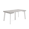 Mesa Consola Extensível, Cozinha, Sala de jantar, 160x90x73cm, Para 8 pessoas, Pés de madeira, Estilo moderno, Cimento