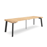 Mesa Consola Extensível, Cozinha, Sala de jantar, 262x90x73cm, Para 12 pessoas, Pés de madeira, Estilo moderno, Carvalho