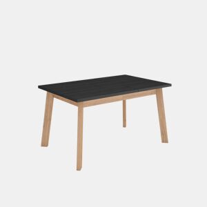 Mesa Sala de Jantar, Mesa Cozinha, 140x90x75cm, Para 6 pessoas, Pés de madeira, Carvalho e preto