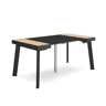 Mesa Consola Extensível, Cozinha, Sala de jantar, 160x90x73cm, Para 8 pessoas, Pés de madeira, Estilo moderno, Carvalho e preto