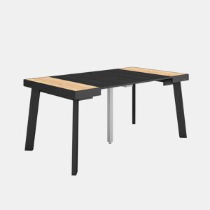 Mesa Consola Extensível, Cozinha, Sala de jantar, 160x90x73cm, Para 8 pessoas, Pés de madeira, Estilo moderno, Carvalho e preto