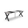 Mesa Consola Extensível, Cozinha, Sala de jantar, 222x90x73cm, Para 10 pessoas, Pés de madeira, Estilo moderno, Cimento