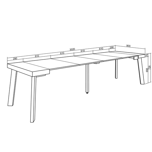 Mesa Consola Extensível, Cozinha, Sala de jantar, 302x90x73cm, Para 14 pessoas, Pés de madeira, Estilo moderno, Branco Mesa Consola Extensível, Cozinha, Sala de jantar, 302x90x73cm, Para 14 pessoas, Pés de madeira, Estilo moderno, Branco