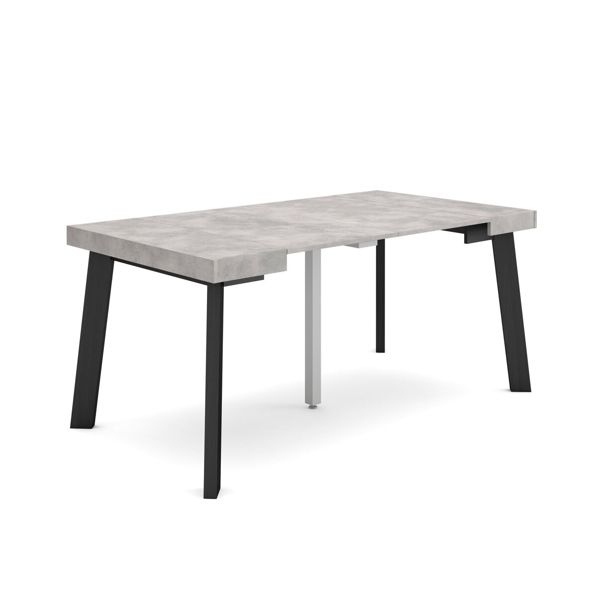 Mesa consola extensible, mesa comedor plegable, 160x90x73cm, para 8 comensales, patas de madera, estilo moderno, cemento