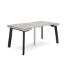 Mesa Consola Extensível, Cozinha, Sala de jantar, 160x90x73cm, Para 8 pessoas, Pés de madeira, Estilo moderno, Cimento