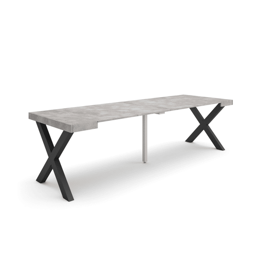 Mesa Consola Extensível, Cozinha, Sala de jantar, 262x90x73cm, Para 12 pessoas, Pés de madeira, Estilo moderno, Cimento Mesa Consola Extensível, Cozinha, Sala de jantar, 262x90x73cm, Para 12 pessoas, Pés de madeira, Estilo moderno, Cimento