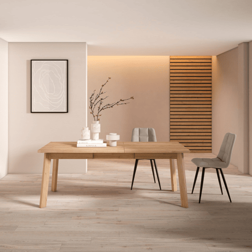 Mesa Sala de Jantar, Mesa Cozinha, 194x90x75cm, Para 10 pessoas, Pés de madeira, Carvalho