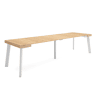 Mesa Consola Extensível, Cozinha, Sala de jantar, 302x90x73cm, Para 14 pessoas, Pés de madeira, Estilo moderno, Carvalho
