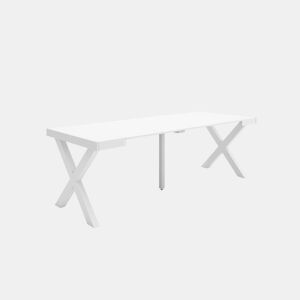 Mesa Consola Extensível, Cozinha, Sala de jantar, 222x90x73cm, Para 10 pessoas, Pés de madeira, Estilo moderno, Branco