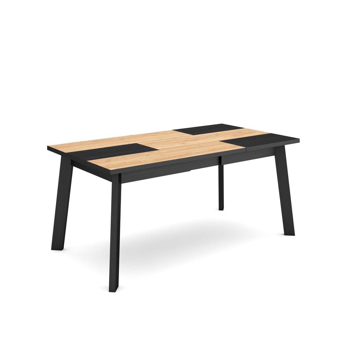 Mesa comedor, mesa fija cocina y salón, 167x90x75cm, para 8 comensales, patas de madera, roble y negro