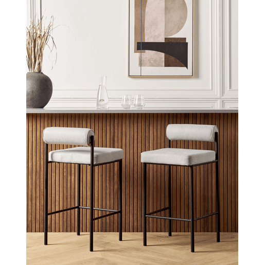 Conjunto de 2 bancos de bar AMAYA Cinzento claro Conjunto de 2 bancos de bar AMAYA Cinzento claro