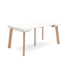 Mesa Consola Extensível, Cozinha, Sala de jantar, 160x90x73cm, Para 8 pessoas, Pés de madeira, Estilo moderno, Branco
