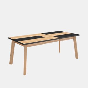 Mesa Sala de Jantar, Mesa Cozinha, 194x90x75cm, Para 10 pessoas, Pés de madeira, Carvalho e preto