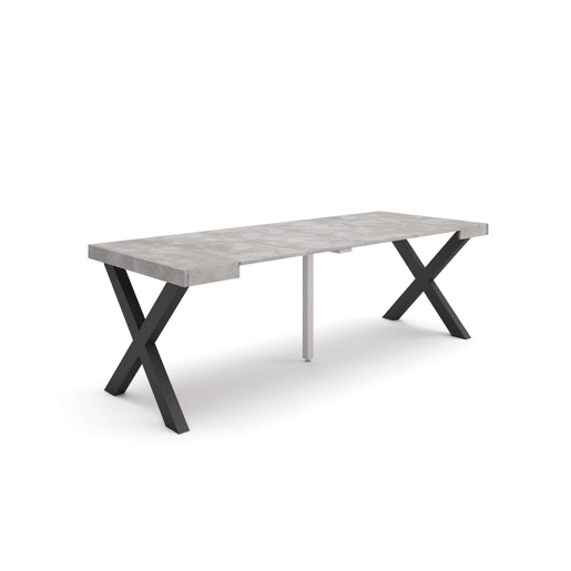 Mesa Consola Extensível, Cozinha, Sala de jantar, 222x90x73cm, Para 10 pessoas, Pés de madeira, Estilo moderno, Cimento Mesa Consola Extensível, Cozinha, Sala de jantar, 222x90x73cm, Para 10 pessoas, Pés de madeira, Estilo moderno, Cimento