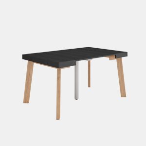Mesa Consola Extensível, Cozinha, Sala de jantar, 140x90x73cm, Para 6 pessoas, Pés de madeira, Estilo moderno, Preto